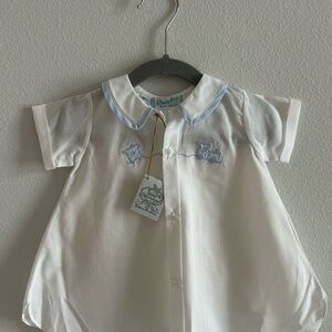 NWT!! Feltman Brothers Newborn Boy Open Front Daygown With Embroidered Train